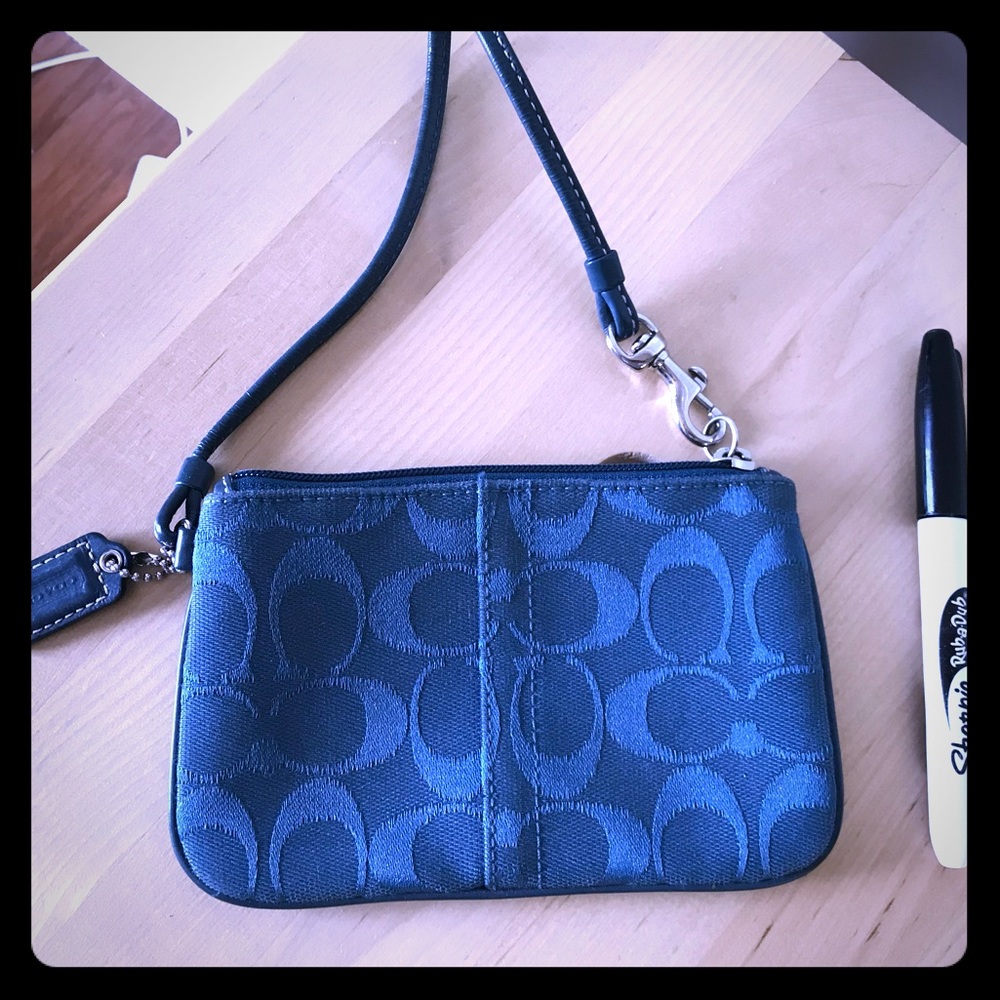 Teal blue coach wristlet